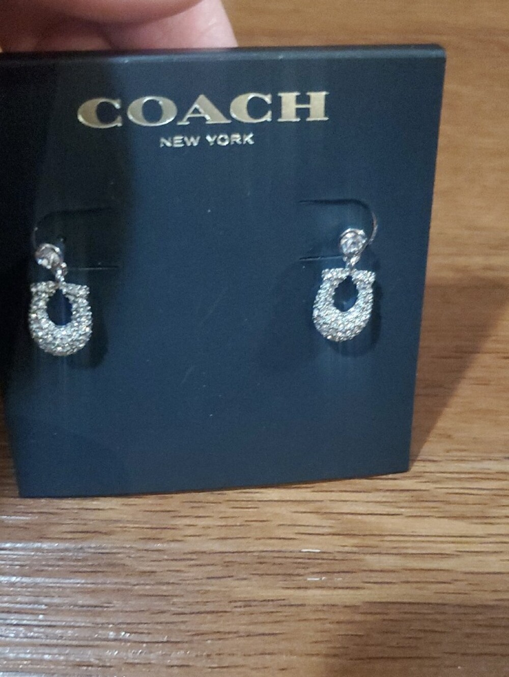 COACH Silver Crystal Open Loop Stud Earrings - Picture 4 of 7